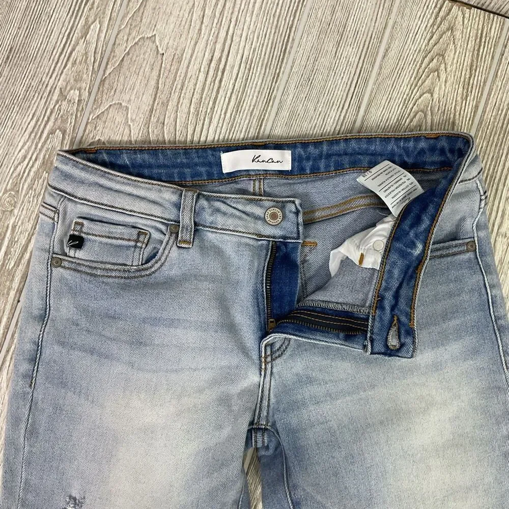 KanCan Distressed Ankle Skinny Jeans Women’s 9/28 Raw Hem Light Wash #KC8392